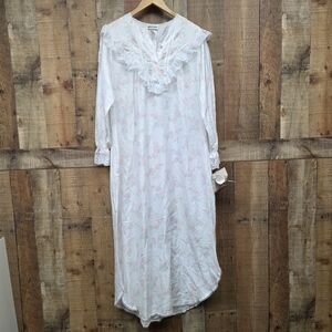 Apostrohpe Cuddleskin Satin Vintage Floral Lace Trim Nightgown Sz Large (16-18)